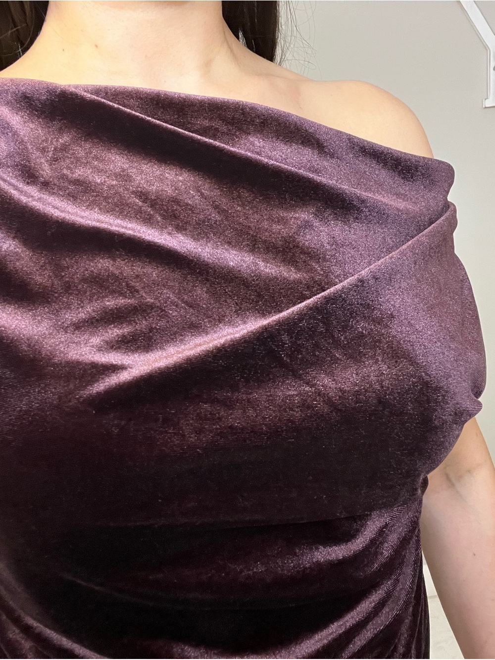One-Shoulder Velvet Plum Top